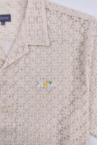 獨家設計女裝短袖恤衫   時尚設計喱士繡花LOGO恤衫  喱士恤衫中心 60%Cotton 40%Nylon 半鏤空 R355 後面照